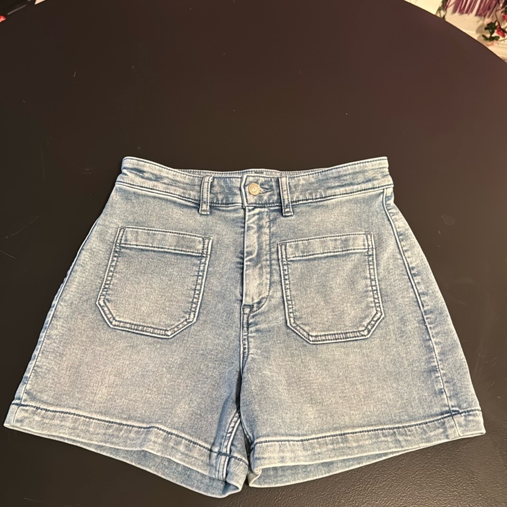 Faherty Stretch Terry Patch Pocket acid wash blue Short 27 4